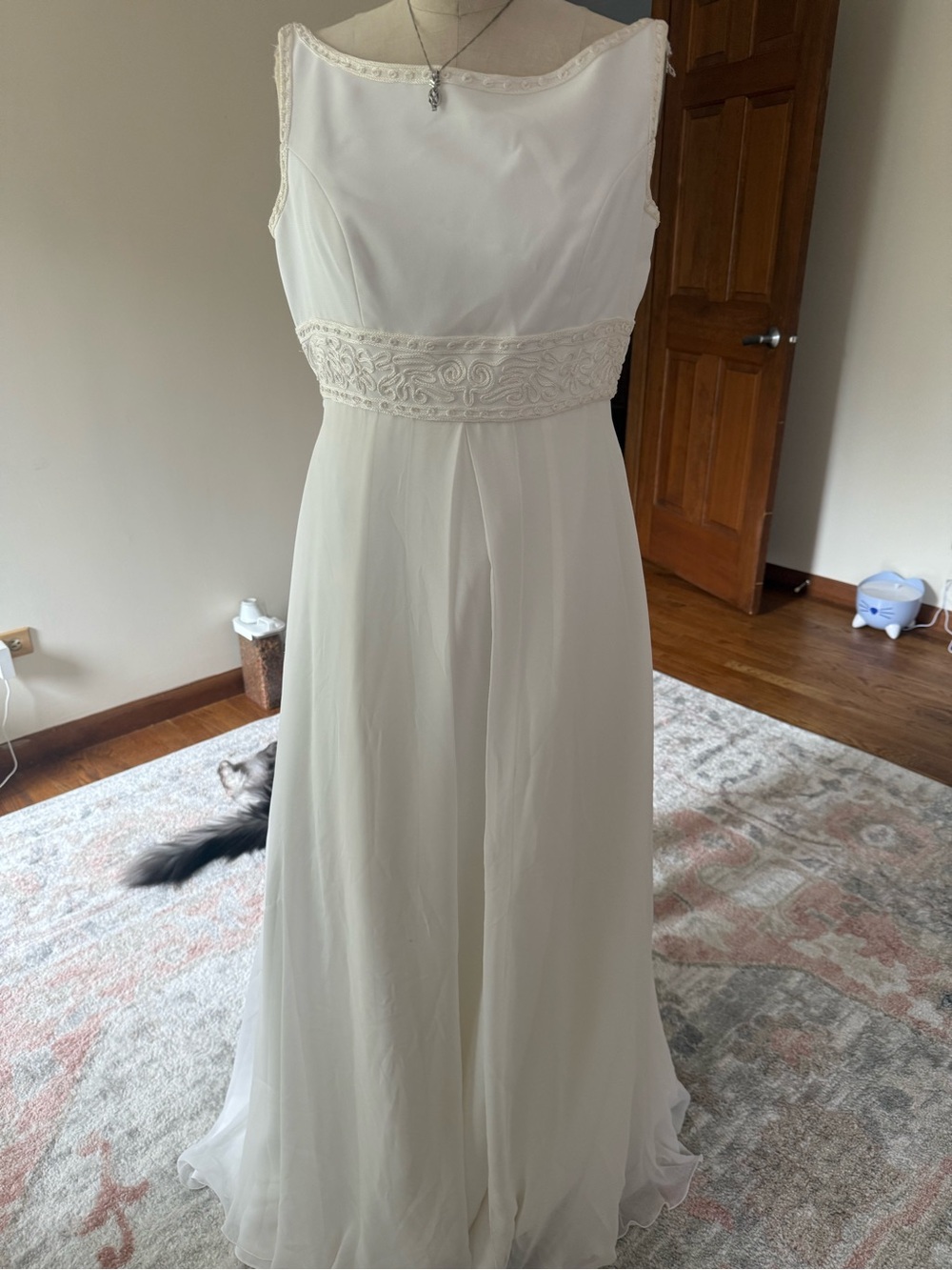 St. Patrick Ivory Chiffon A-Line Wedding Dress with Beaded Waist